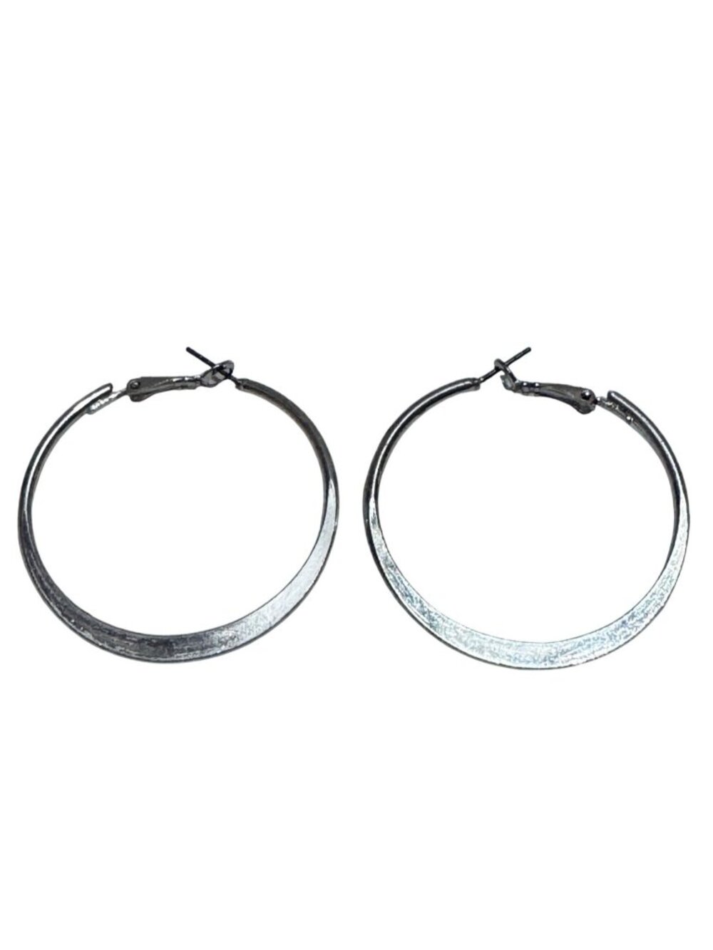 Silver-Tone Hoop Earrings Polished Finish Lever Back Closure Classic Comfortable